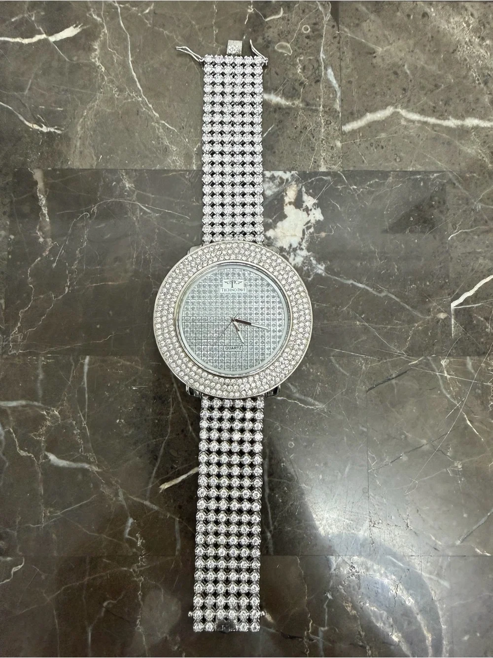Stainless Steel Techno Pave Iced Out Men’s Watch